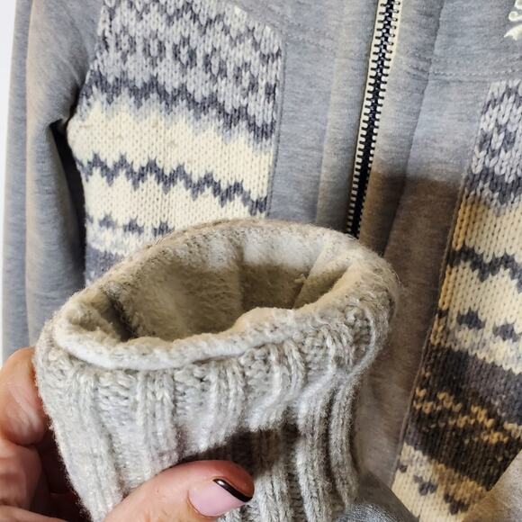 Superdry Grey fleece lined grey knit front sweater jacket Size Large coatigan - Picture 12 of 12